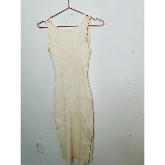 DEREK LAM 10 CROSBY x RTR White Knit Ribbed Crochet Knit Midi Dress Size XS - Picture 9 of 16